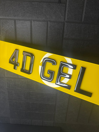 Ultimate 4D Gel Number Plates – 3D Gel Domed & 4D 3mm Acrylic Letters | Premium Gloss Road Legal UK Plates