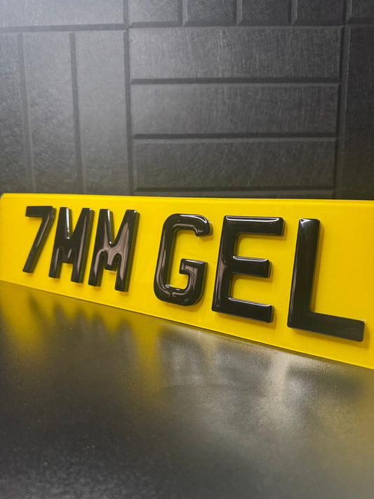 Ultimate 7mm Gel Number Plates – 3D Gel Domed & 5mm 4D Acrylic Letters | Premium Gloss Road Legal UK Plates