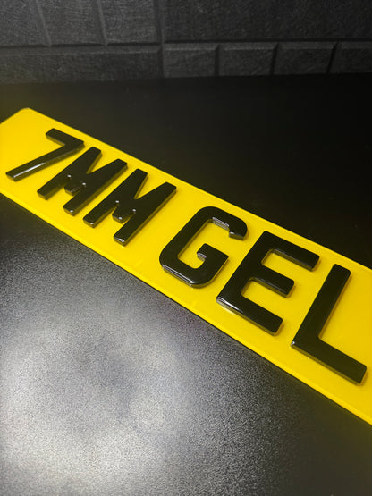 Ultimate 7mm Gel Number Plates – 3D Gel Domed & 5mm 4D Acrylic Letters | Premium Gloss Road Legal UK Plates