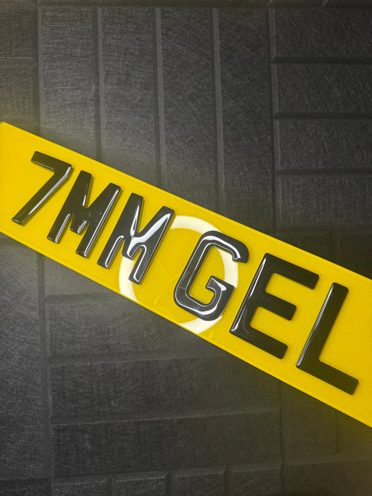 Ultimate 7mm Gel Number Plates – 3D Gel Domed & 5mm 4D Acrylic Letters | Premium Gloss Road Legal UK Plates